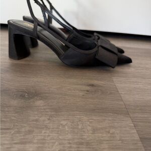 Zara Black Bow Slingback Heels